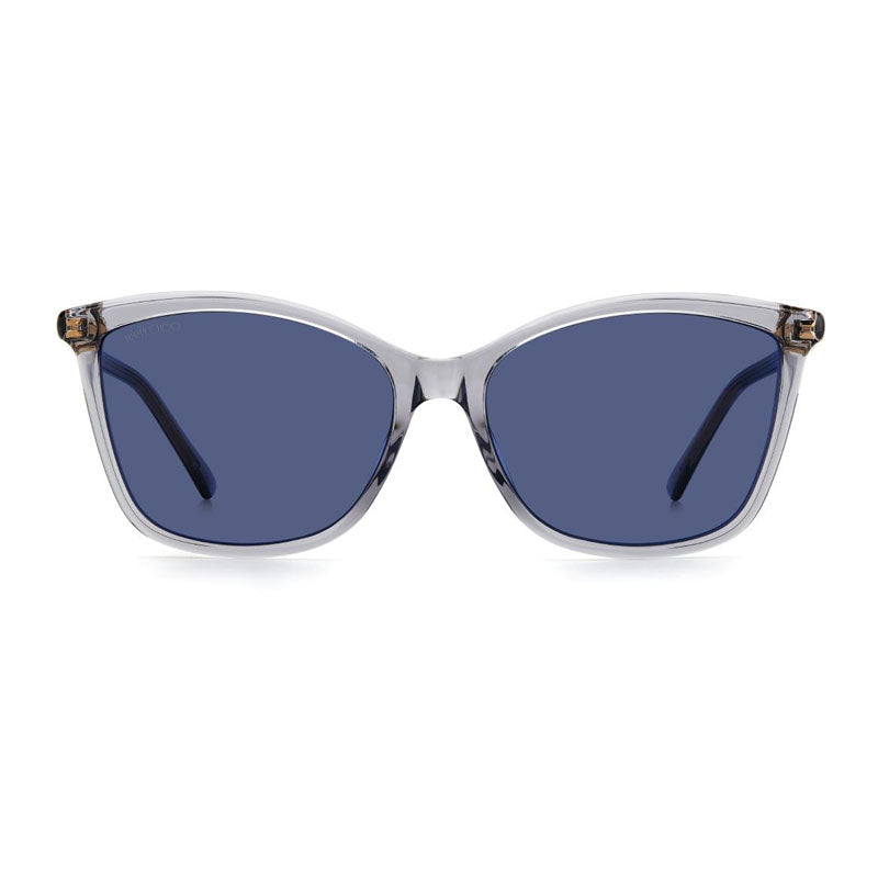 Jimmy Choo Sunglasses Square Full Rim, Transparent Grey Frame and Blue Lens BA/G/S0KB7KU
