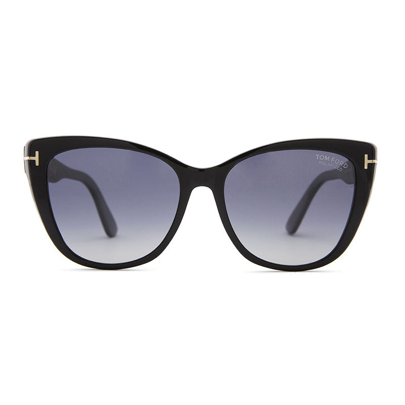 Tom Ford Butterfly Full Rim, with a Shiny Black frame and Smoke Gradient Polarized lens.