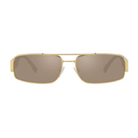 Versace Versace Sunglasses Rectangle Full Rim, Gold Frame and Light Brown Mirror Dark Gold Lens VE225710025A