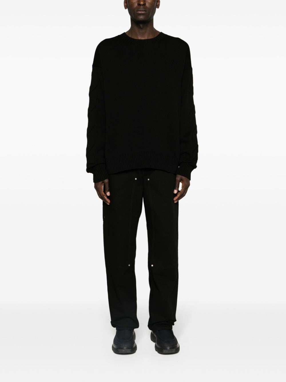 Off White Men `3D Diag` Knit Crew-Neck Sweater