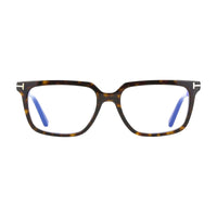 Tom Ford Eyeglasses Rectangle Full Rim, Dark Havana Frame and Clear Demo Lenses Lens FT6039-B052