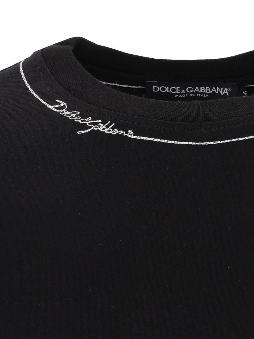 Dolce & Gabbana Men Cotton T-Shirt With Embroidery
