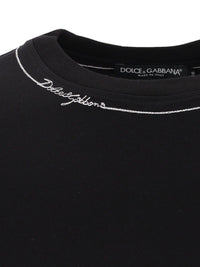 Dolce & Gabbana Men Cotton T-Shirt With Embroidery