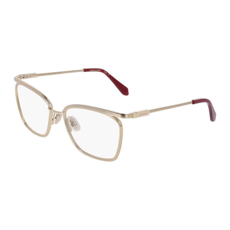 Salvatore Ferragamo Eyeglasses Square Full Rim, Gold Frame and Clear Demo Lens Lens SF2235710