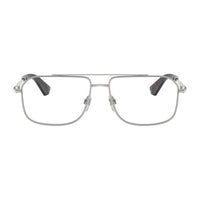 Burberry Eyeglasses Rectangle Full Rim, Silver Frame and Clear Demo Lenses Lens BE13911005