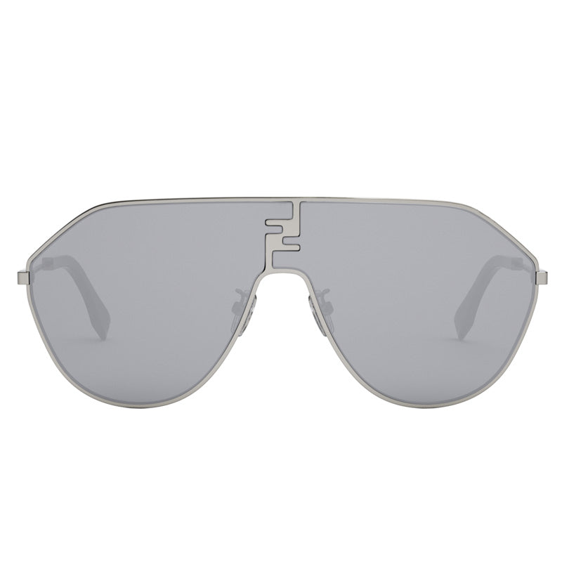 Fendi Sunglasses Aviator Full Rim, Ruthenium Frame and Smoke Mirror Lens FE40080U12C
