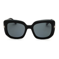 Tom Ford Tom Ford Sunglasses Square Full Rim, Shiny Black Frame and Smoke Polarized Lens FT122001D