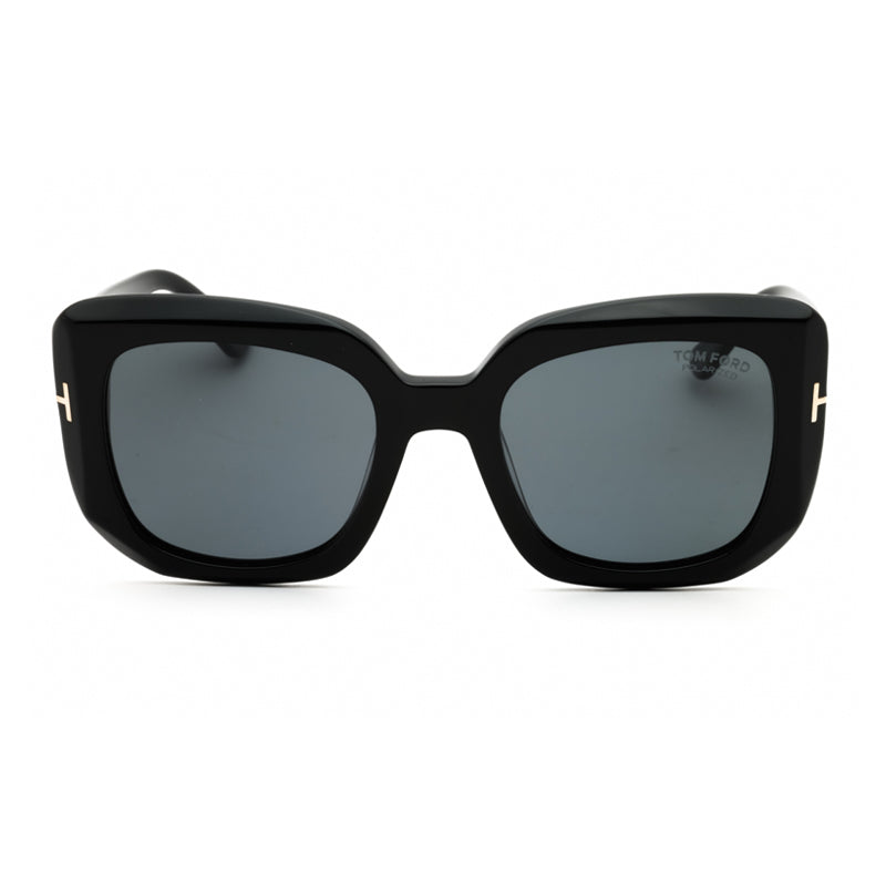 Tom Ford Tom Ford Sunglasses Square Full Rim, Shiny Black Frame and Smoke Polarized Lens FT122001D