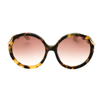 Roberto Cavalli Sunglasses Round Full Rim, Shiny Black/Gold Frame and Grey Gradient Lens SRC004M0700