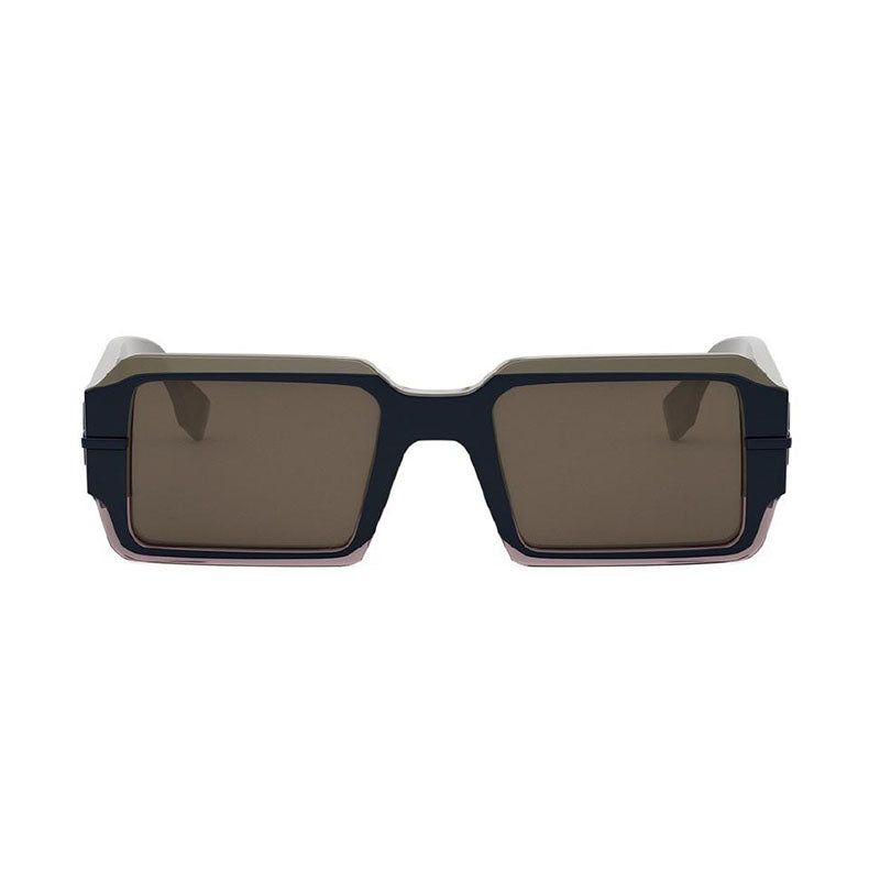 Fendi Sunglasses Rectangle Full Rim, Shiny Black/Grey Frame and Grey Lens FE40073U05A