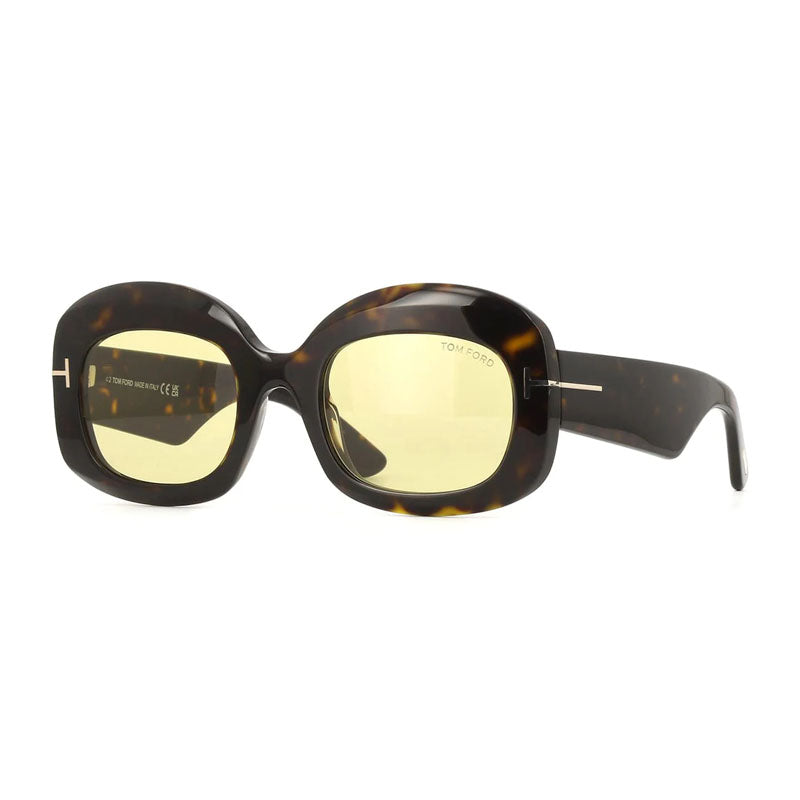 Tom Ford Tom Ford Sunglasses Square Full Rim, Dark Havana Frame and Brown Lens FT121952E