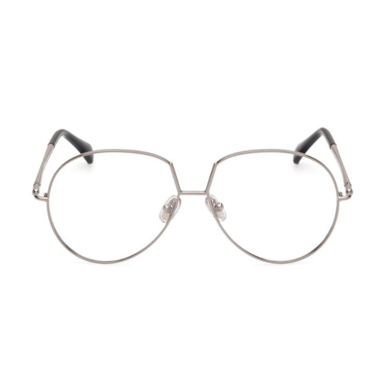 Max Mara Max Mara Eyeglasses Round Full Rim, Silver Frame and Clear Demo Lems Lens MM5119014