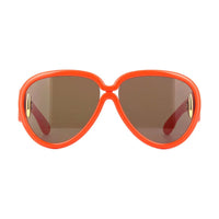 Loewe Sunglasses Aviator Full Rim, Shiny Metallic Grey Frame and Grey with Blue Mirror Lens LW40132I05X