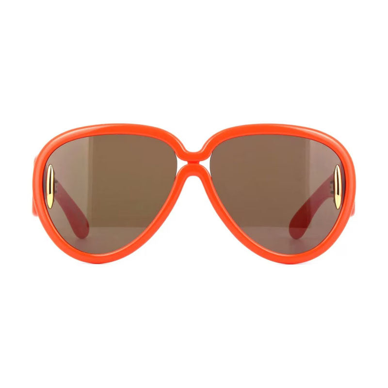Loewe Sunglasses Aviator Full Rim, Shiny Metallic Grey Frame and Grey with Blue Mirror Lens LW40132I05X