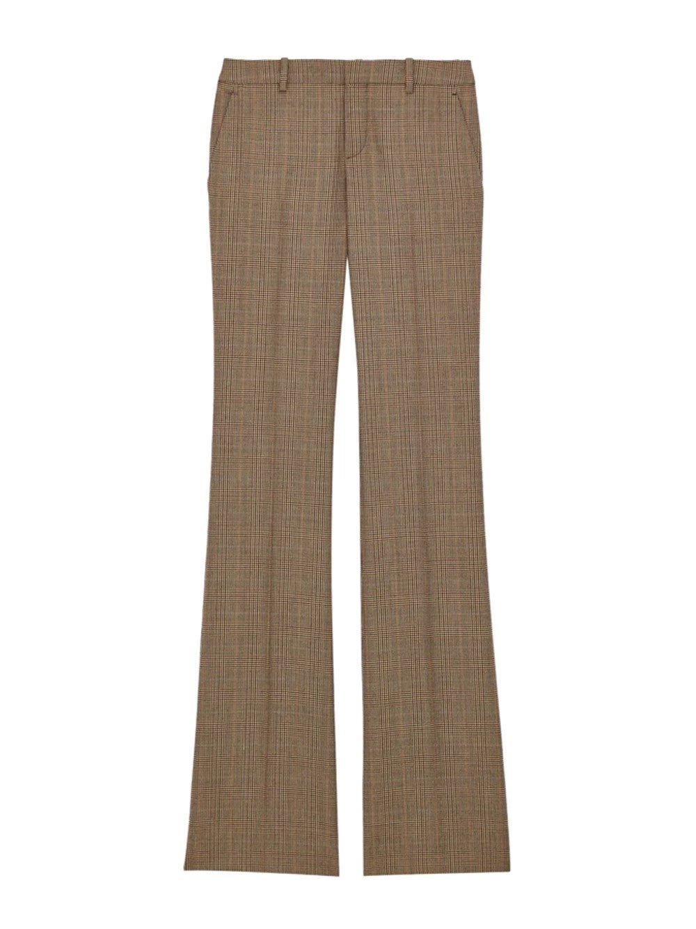 Saint Laurent Women Flared Pants In Puppytooth Prince Of Wales Wool