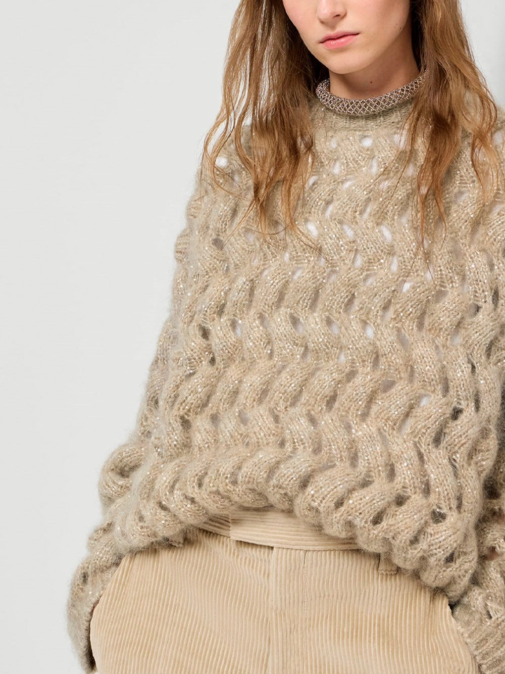 Brunello cucinelli Brunello Cucinelli Women Dazzling Zigzag Cables Sweater