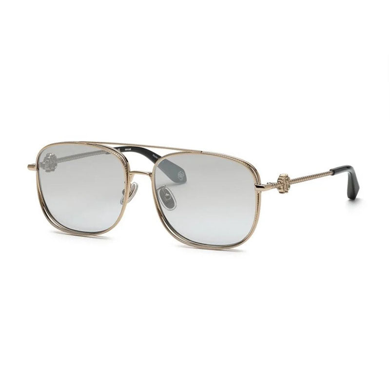 Roberto Cavalli Sunglasses Aviator Full Rim, Shiny Grey Gold Frame and Grey Gradient Lens SRC059M8FFX