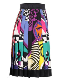 Versace Women Printed Silk Twill Pleated Miniskirt