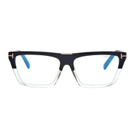 Tom Ford Tom Ford Eyeglasses Square Full Rim, Shiny Black Frame and Clear Blue Light Block Lenses Lens FT5912-B001
