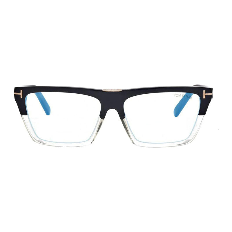 Tom Ford Tom Ford Eyeglasses Square Full Rim, Shiny Black Frame and Clear Blue Light Block Lenses Lens FT5912-B001