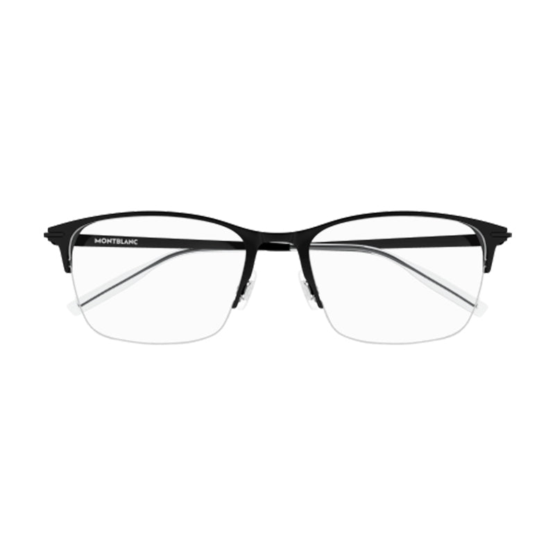 Montblanc Eyeglasses Rectangle Semi Rim, Black Frame and Clear Demo Lenses Lens MB0284OA001