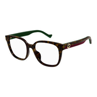 Gucci Eyeglasses Square Full Rim, Dark Havana Frame and Clear Demo Lenses Lens GG1305OA002