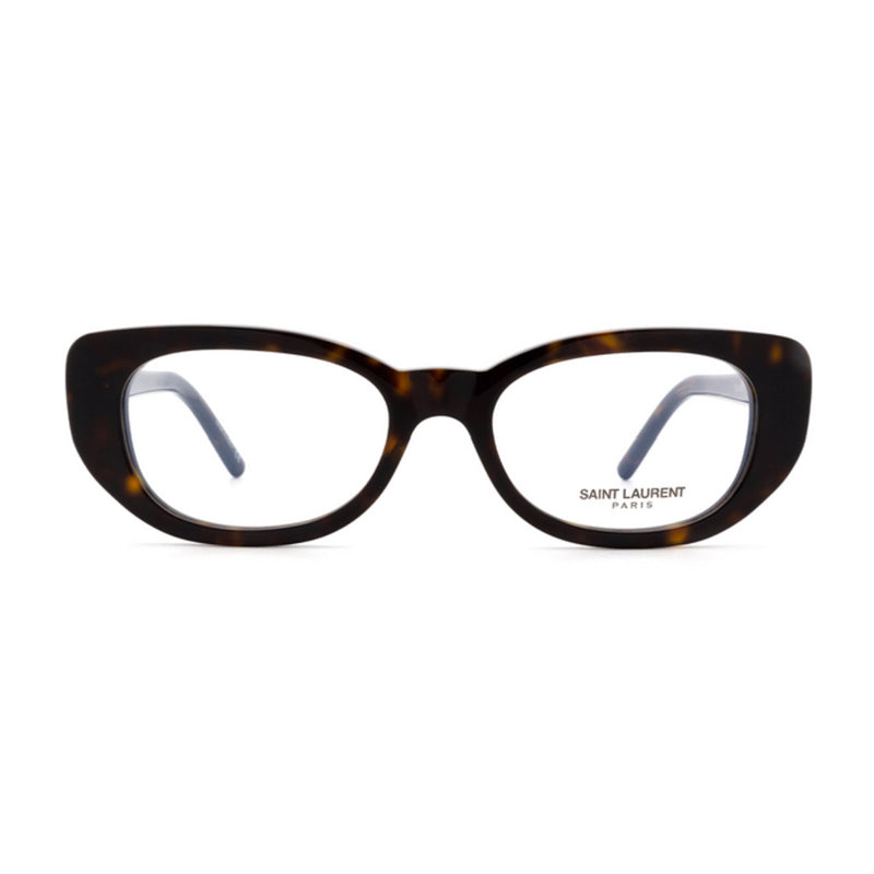 Saint Laurent Eyeglasses Cat Eye Full Rim, Shiny Dark Havana Frame and Clear Demo Lens Lens SL316BETTY002