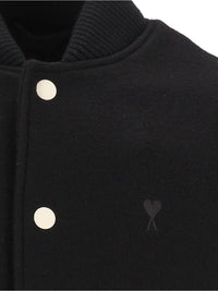 Ami Ami Men Padded Wool And Leather Teddy Jacket