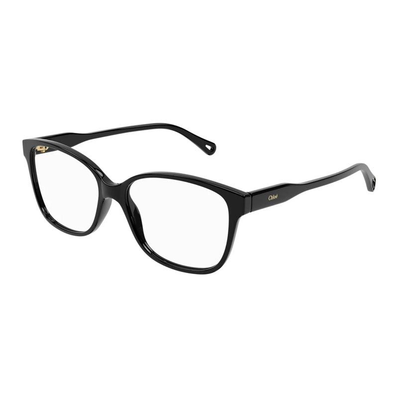 Chloe Eyeglasses Square Full Rim, Shiny Black Frame and Clear Demo Lenses Lens CH0115O001