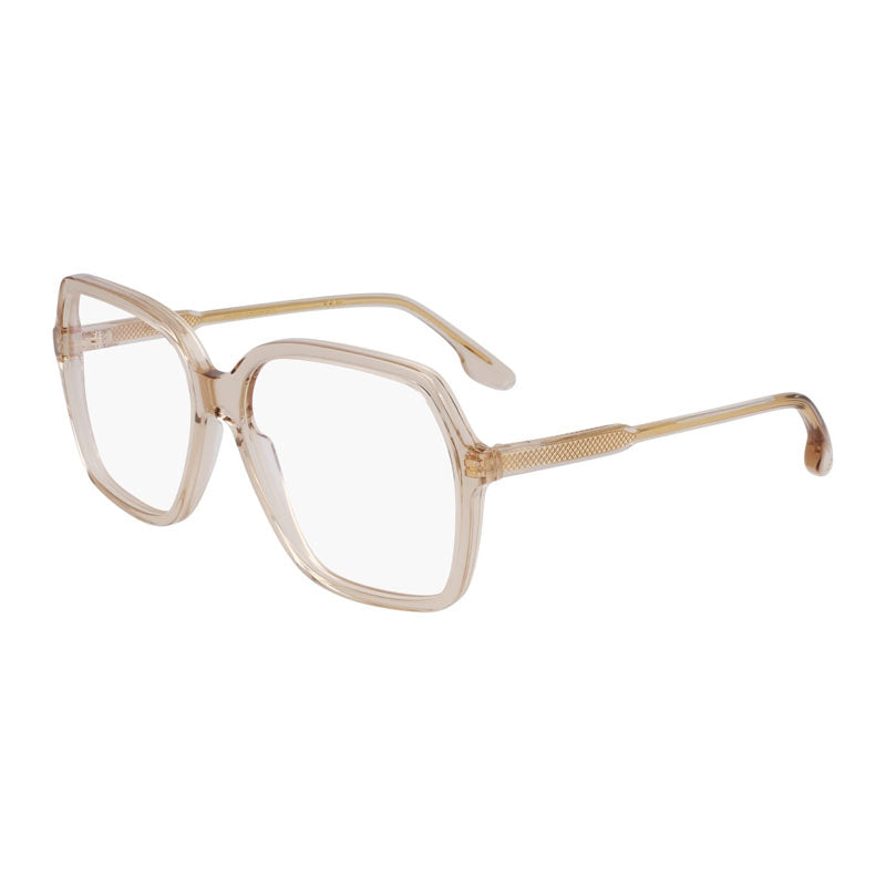 Victoria Beckham Eyeglasses Square Full Rim, Transparent Beige Frame and Clear Demo Lenses Lens VB2650250