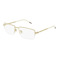 Montblanc Eyeglasses Rectangle Semi Rim, Silver Frame and Clear Demo Lens Lens MB0113O001