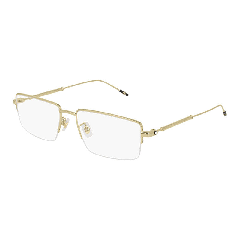 Montblanc Eyeglasses Rectangle Semi Rim, Silver Frame and Clear Demo Lens Lens MB0113O001