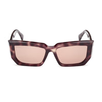 Max Mara Sunglasses Rectangle Full Rim, Colored Havana Frame and Brown Lens MM012655E