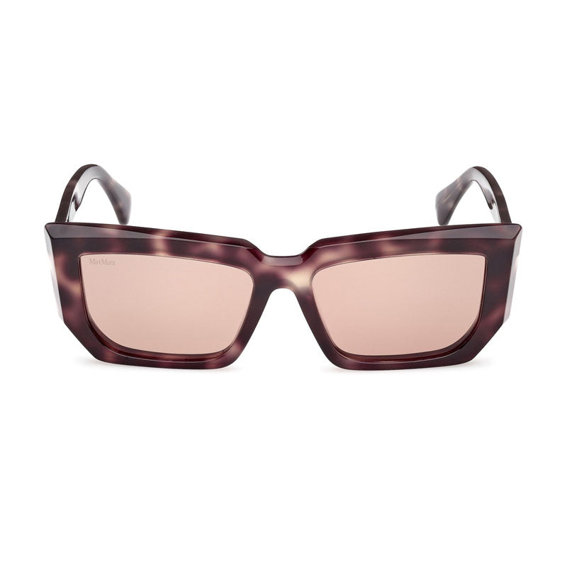 Max Mara Sunglasses Rectangle Full Rim, Colored Havana Frame and Brown Lens MM012655E