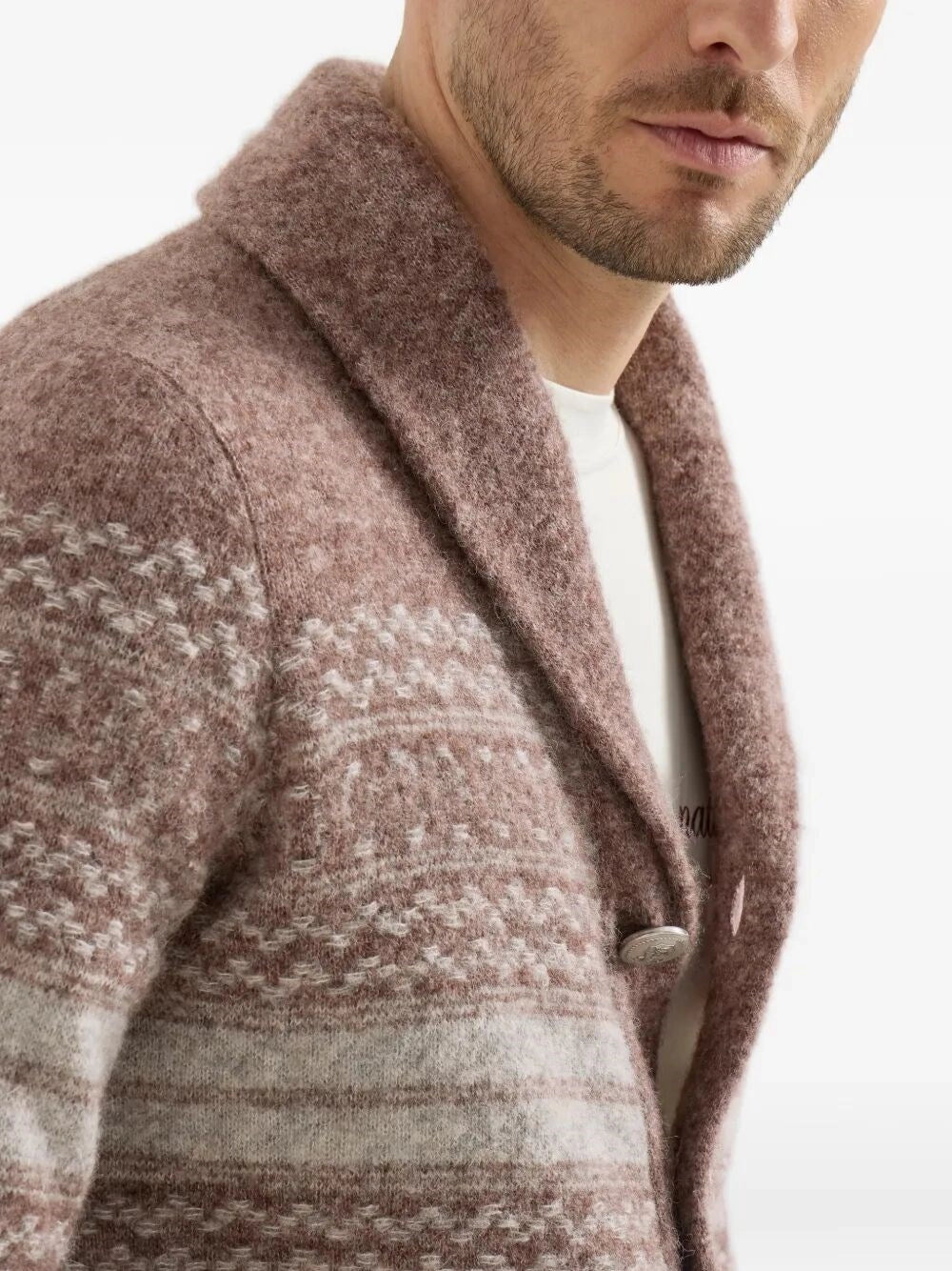 Brunello Cucinelli Men Cardigan Nordic Jacquard