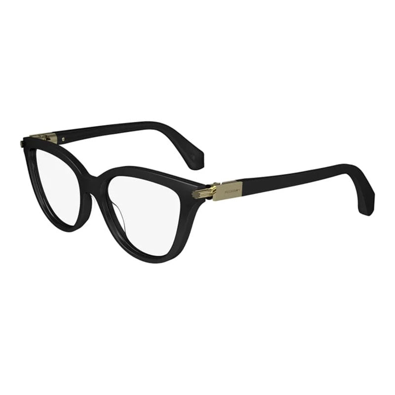 Salvatore Ferragamo Eyeglasses Cat Eye Full Rim, Shiny Black Frame and Clear Demo Lens Lens SF2974001