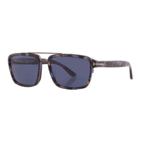 Tom Ford Tom Ford Sunglasses Rectangle Full Rim, Colored Havana Frame and Blue Lens FT078055V