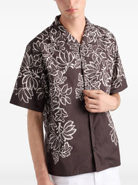 Prada Men Short-Sleeved Printed Cotton Shirt