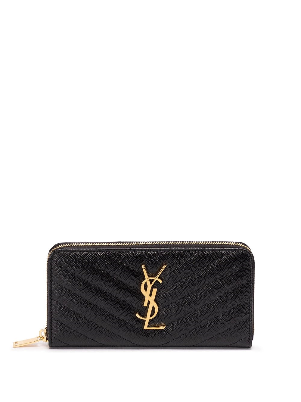 Saint Laurent Women Cassandre Matelasse Zip Around Wallet In Grain De Poudre Leather