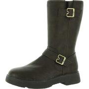 VIP Womens Faux Leather Mid-Calf Motorcycle Boots