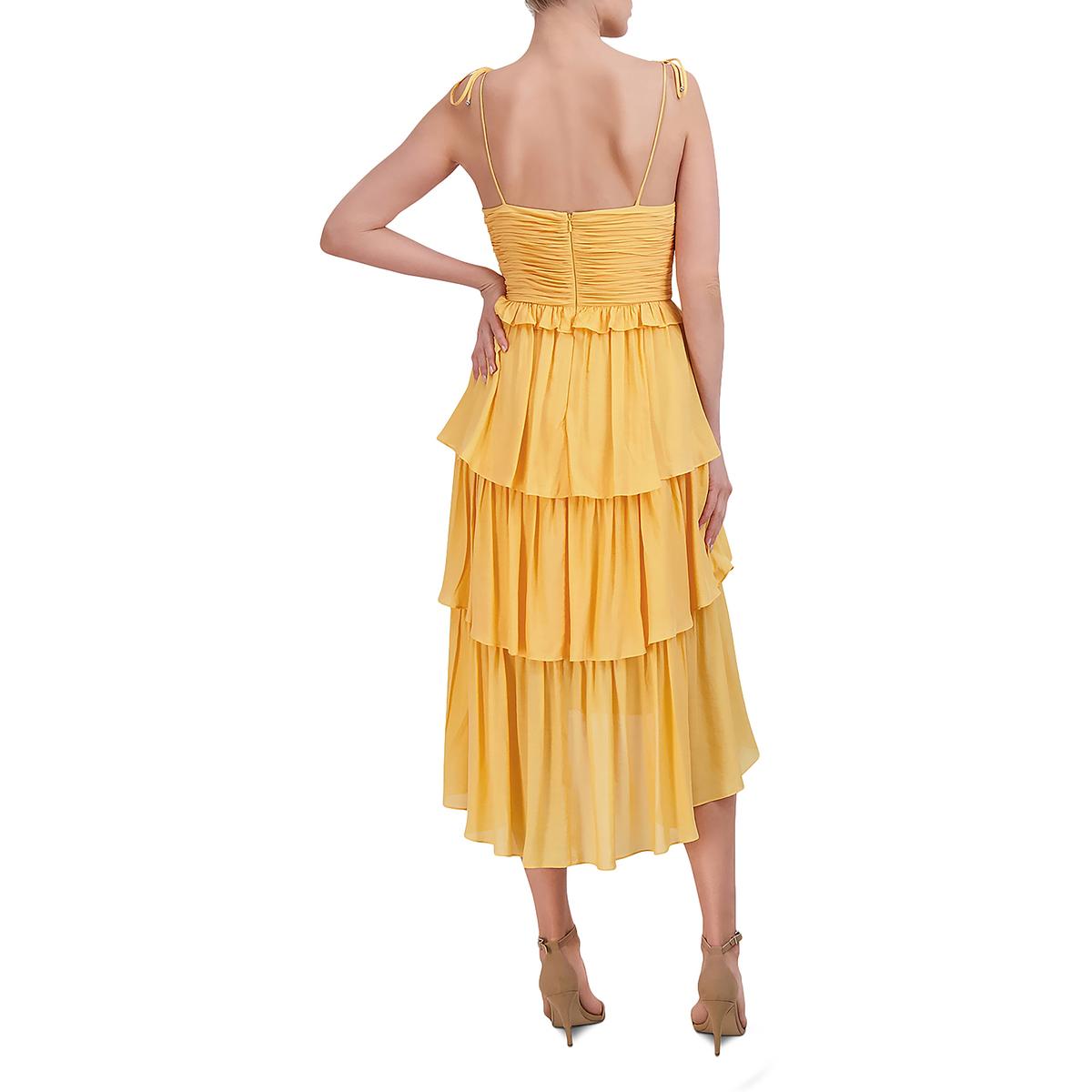 Womens Hi-Low Tiered Midi Dress