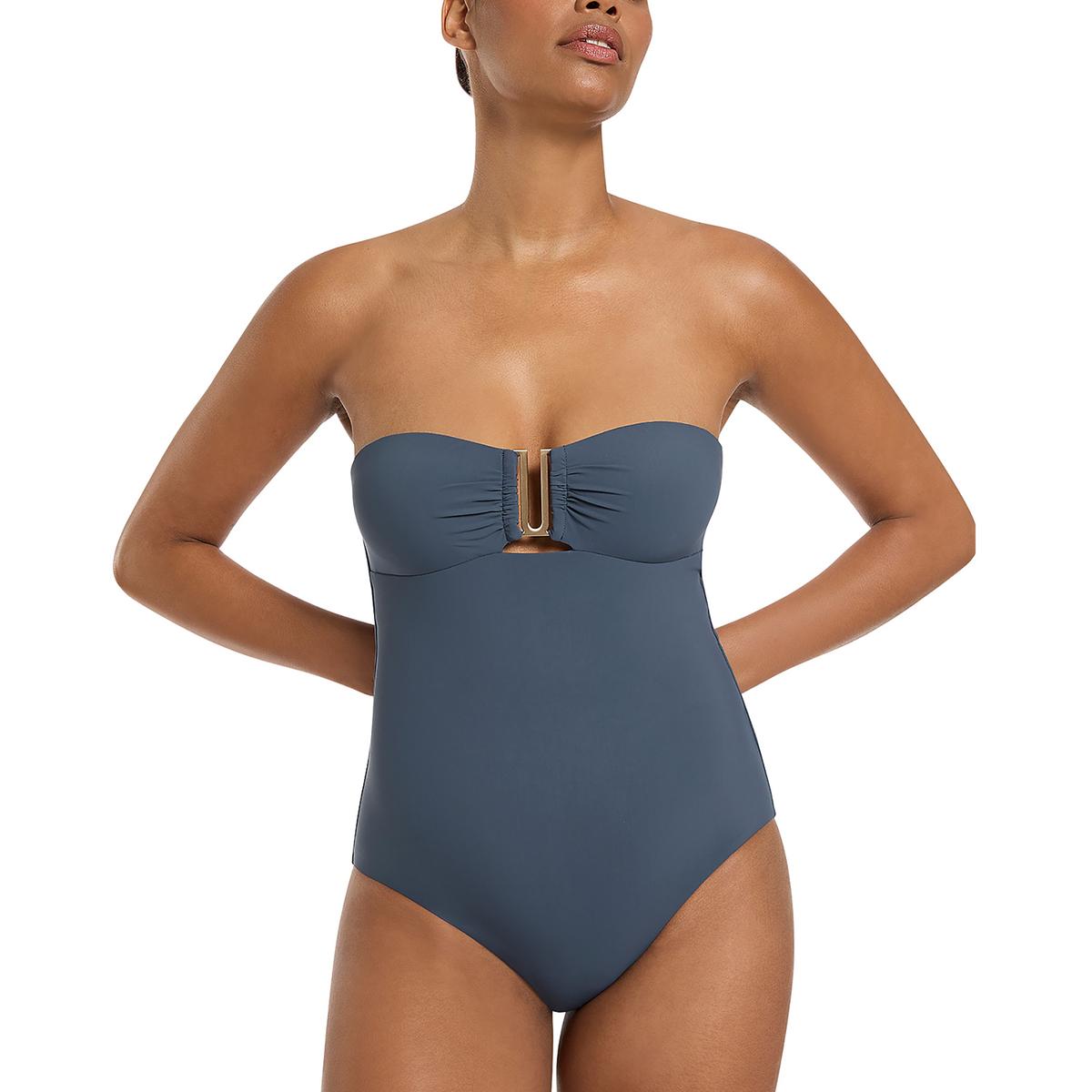 Womens Padded Bandeau One-Piece Swimsuit