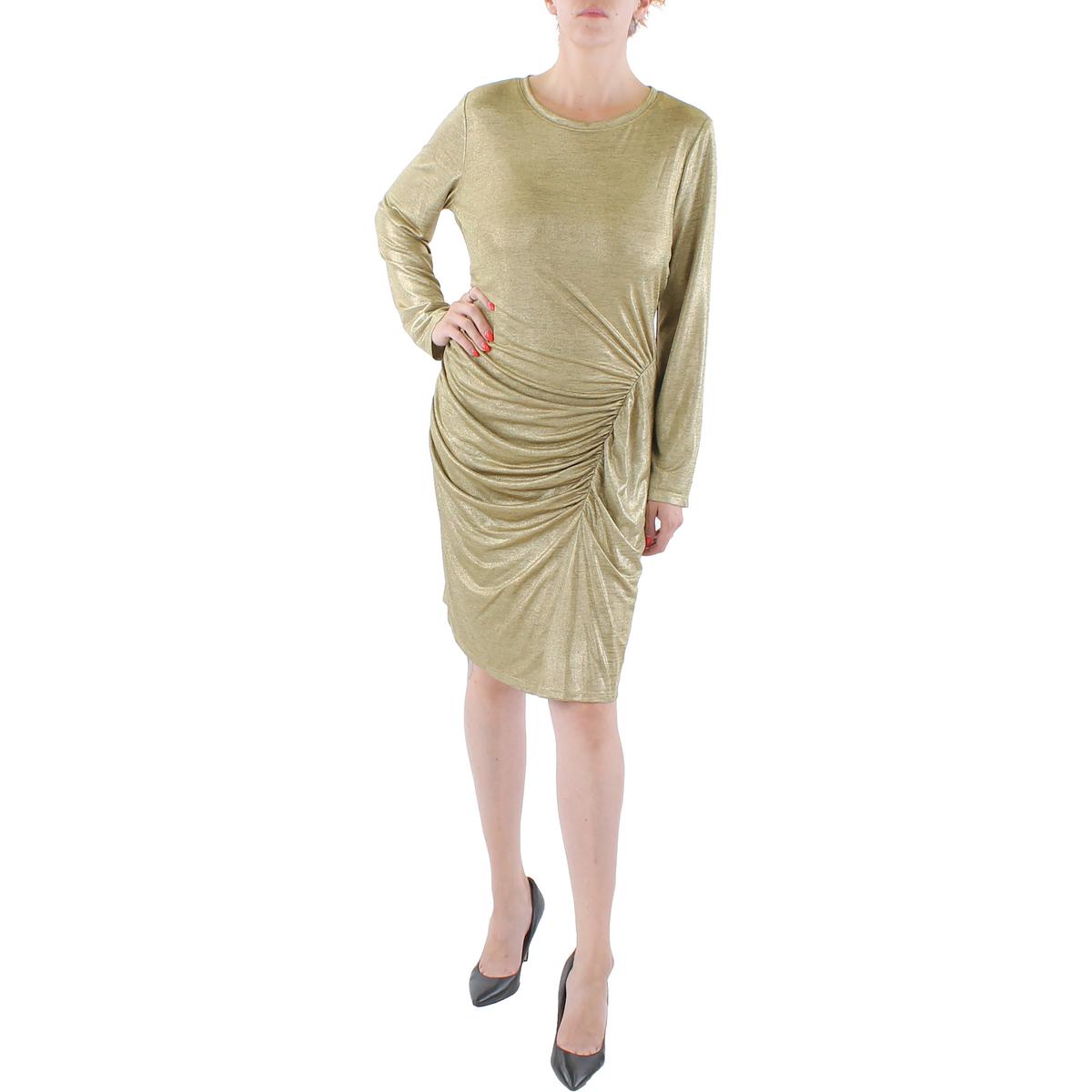 Womens Foil Print Knee-Length Midi Dress