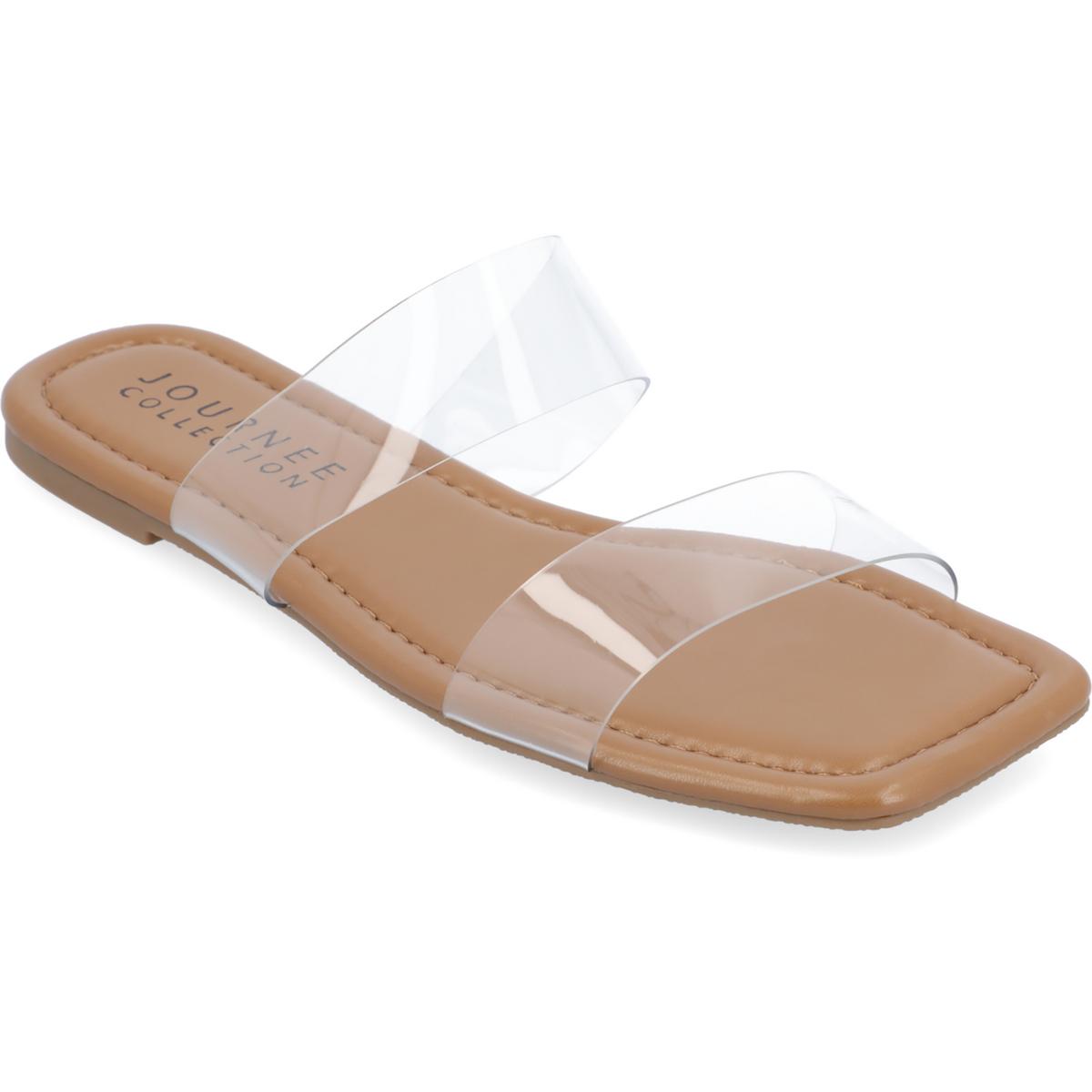 Amata Womens Faux Leather Transparent Slide Sandals 8 Medium Brown