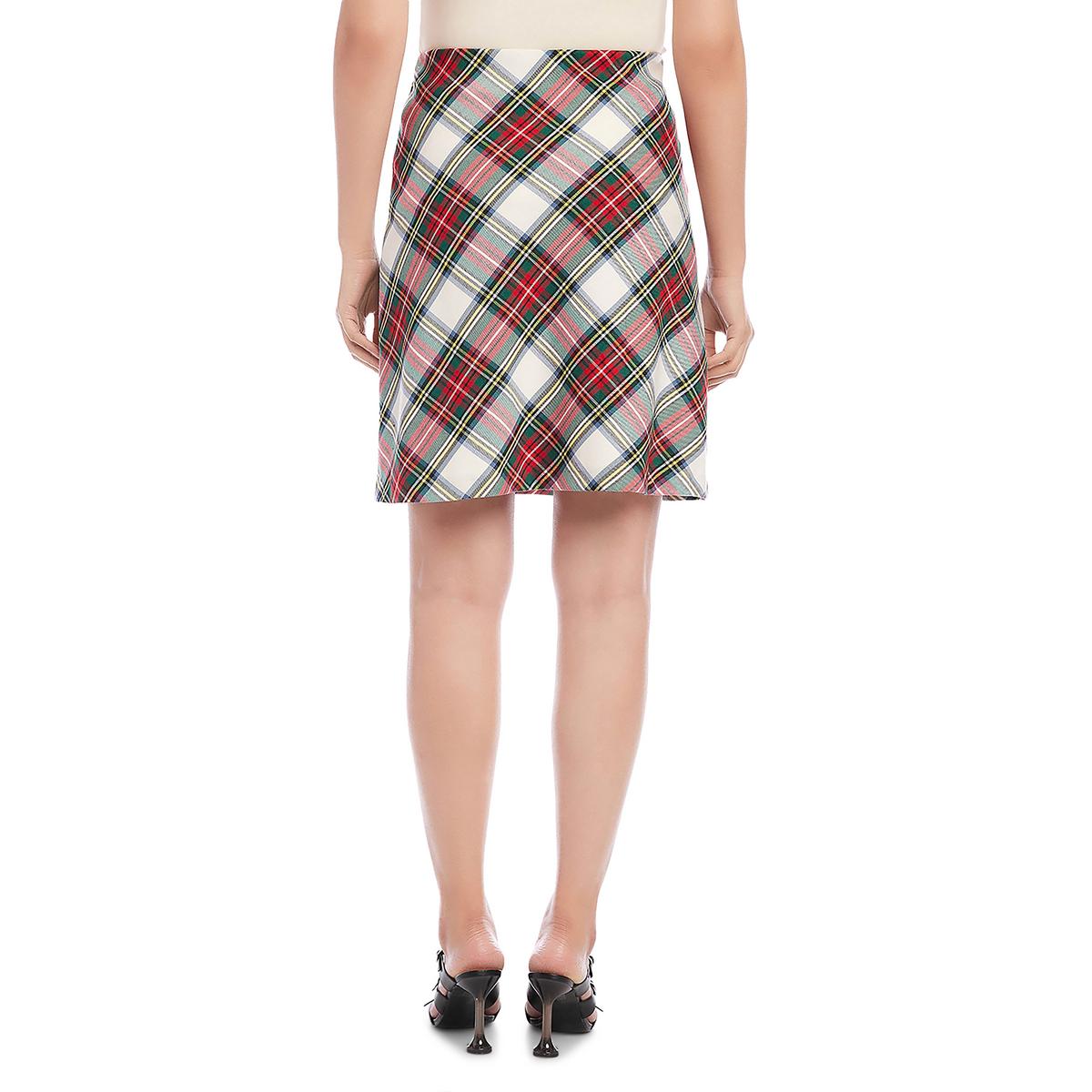 Womens Plaid Polyester Pencil Skirt