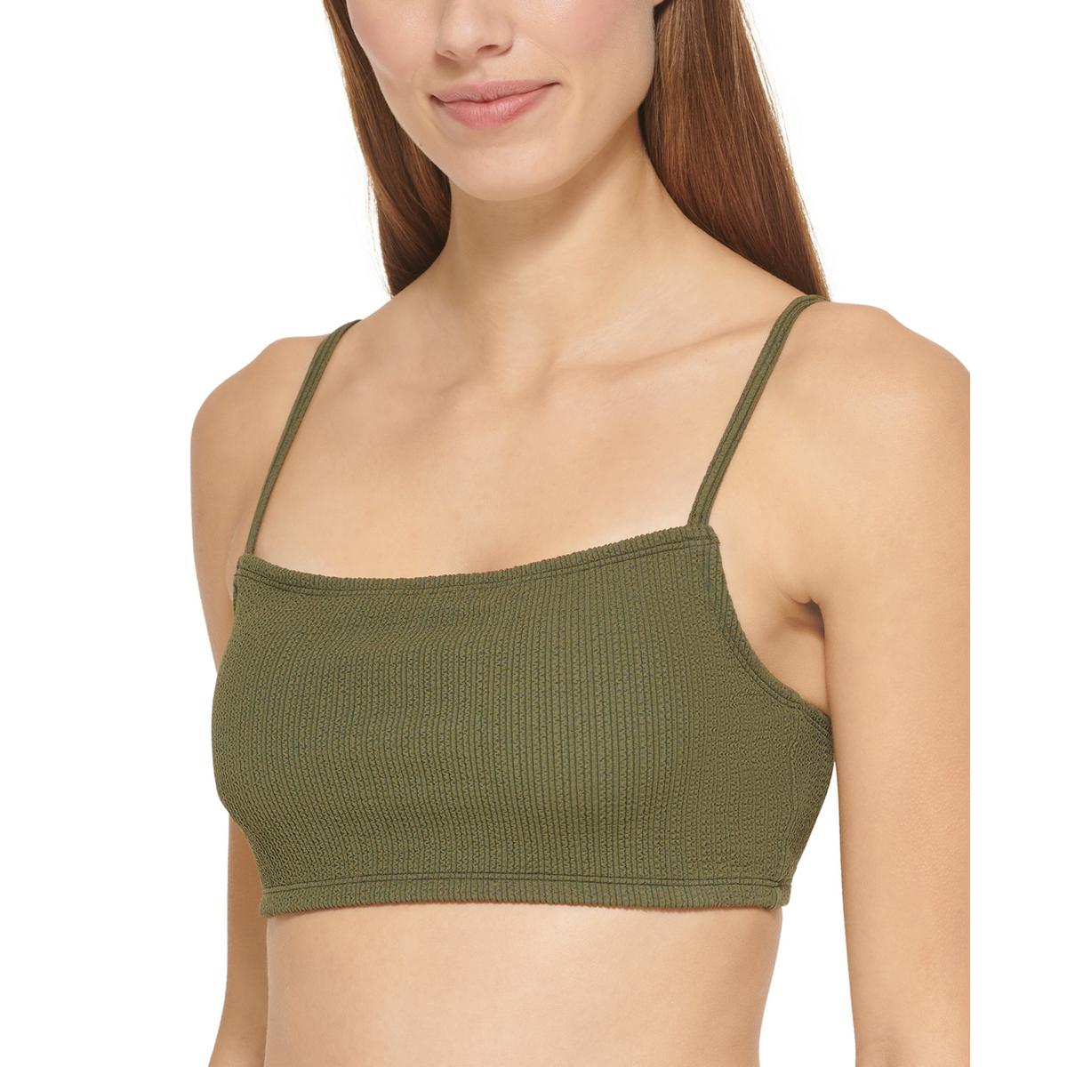 Womens Ribbed Solid Bikini Swim top