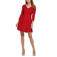 Petites Womens Knit Acrylic Sweaterdress
