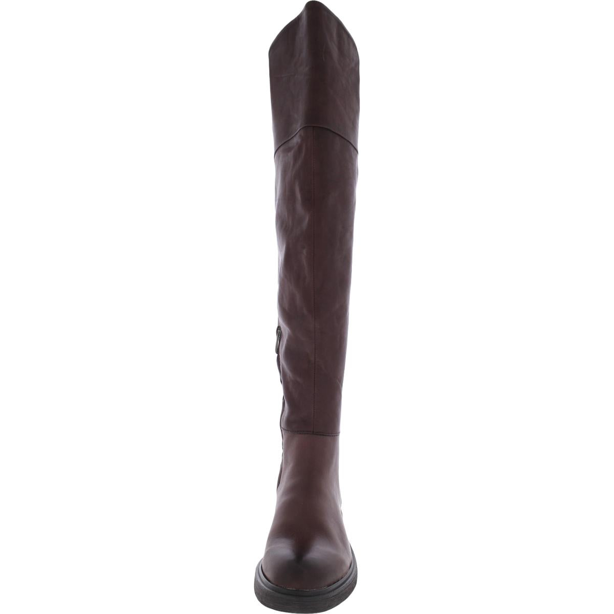 Battina Womens Leather Block Heel Over-The-Knee Boots