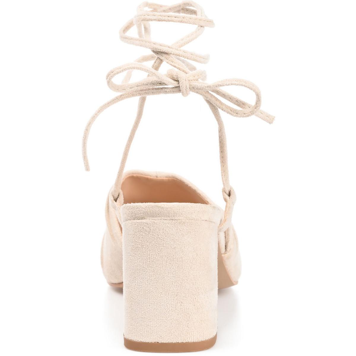 Felisity Womens Faux Suede Square Toe Lace-Up Heels