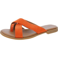 Carolyn Womens Slip On Flat Slide Sandals 10 Medium Orange